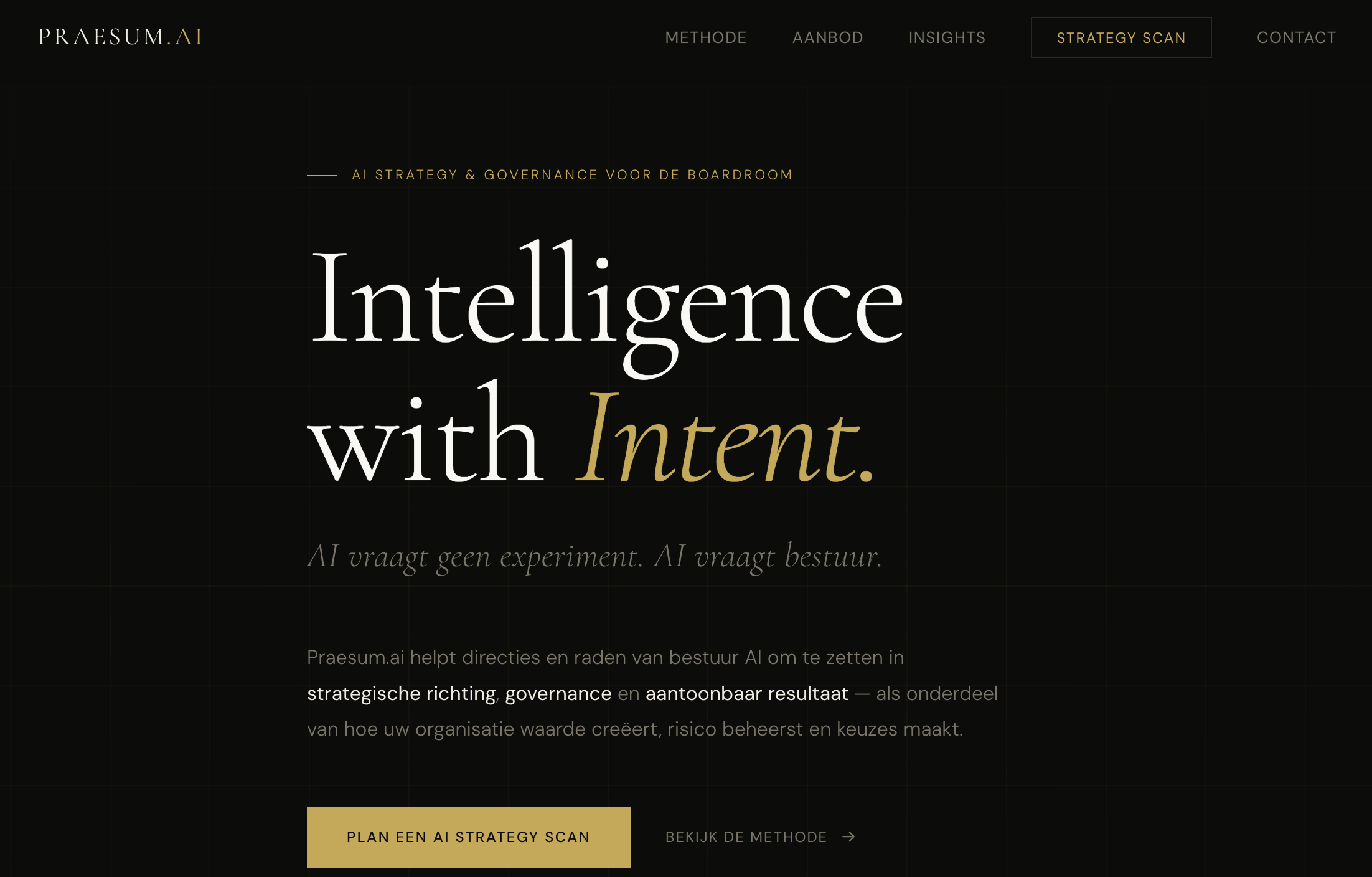Praesum.ai — AI-strategie & governance, Intelligence with Intent
